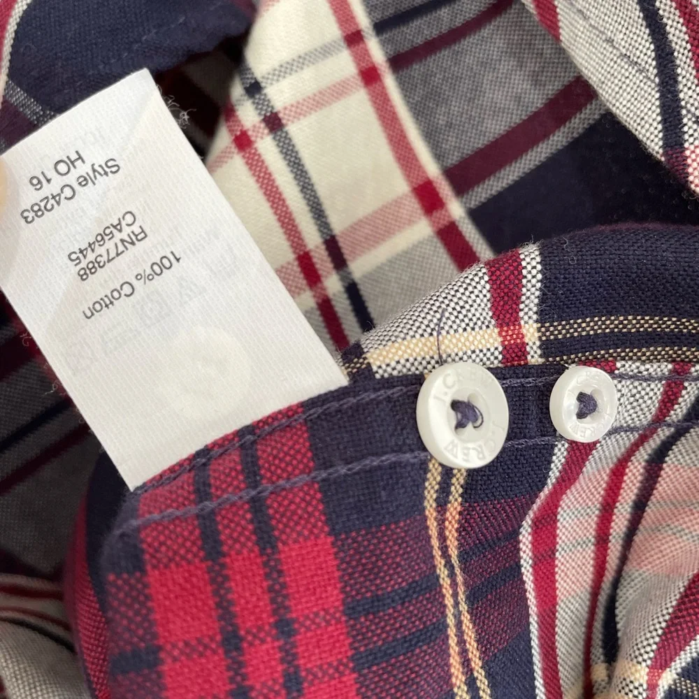 J. CREW SLIM‎ FIT OXFORD PLAID LONG SLEEVE BUTTON M
